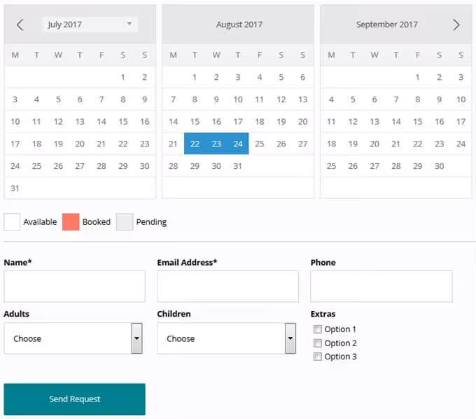 Cart and booking checkout in Bellevue theme