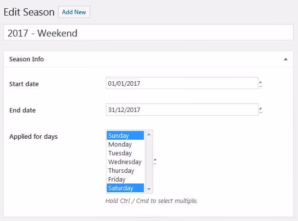 Setting up seasonal prices in MotoPress Hotel Booking