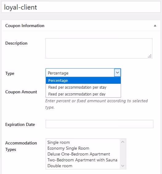 Creating coupons in MotoPress Hotel Booking
