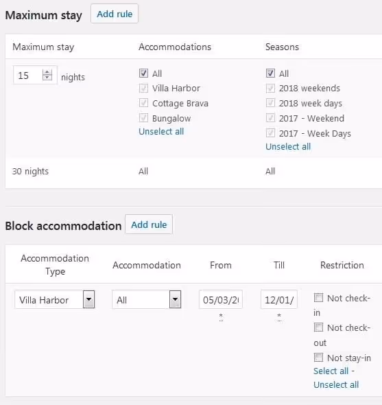 Setting up booking rules in MotoPress