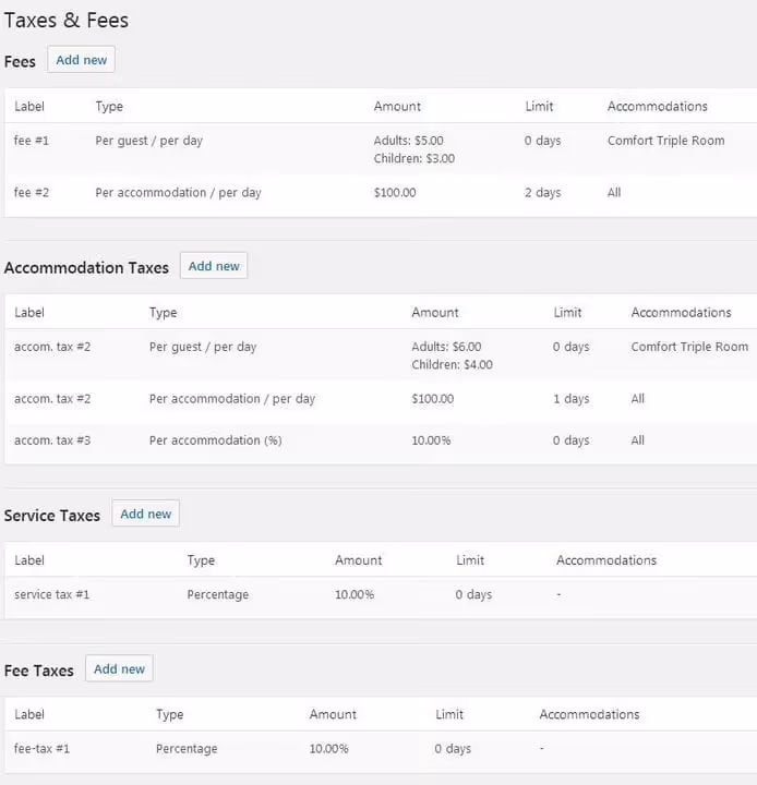 Setting up taxes and fees in MotoPress Hotel Booking