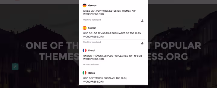 Tõlke muutmise hüpikaken Wegloti visuaaltoimetis