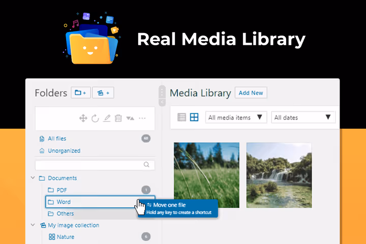 Real Media Library folders and collections in WordPress admin