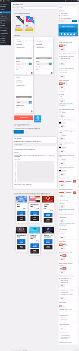 Interfejs kreatora zakładek wtyczki Tabs Responsive z panelem ustawień