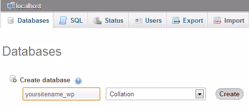 Tworzenie nowej bazy danych w phpMyAdmin