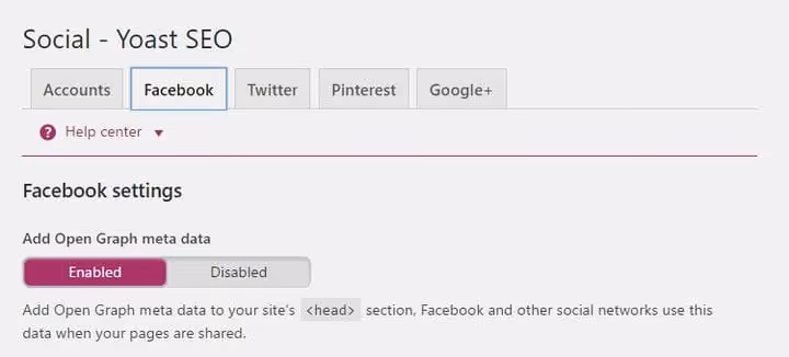 Facebook-fane med alternativet Legg til Open Graph-metadata