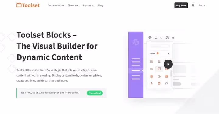 Interfejs Toolset Blocks w WordPress