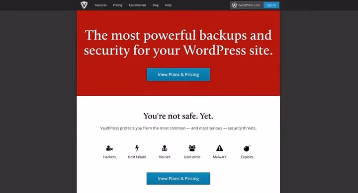 Jetpack VaultPress Backup plugin interface