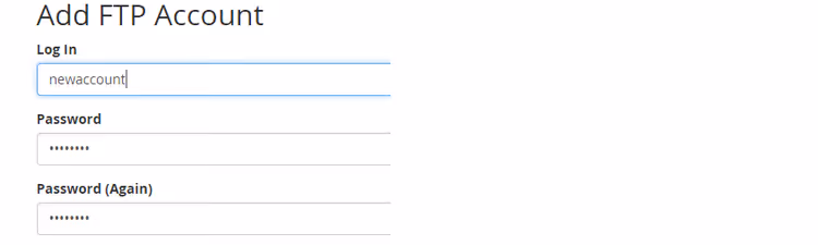 Creating an FTP account in the hosting control panel