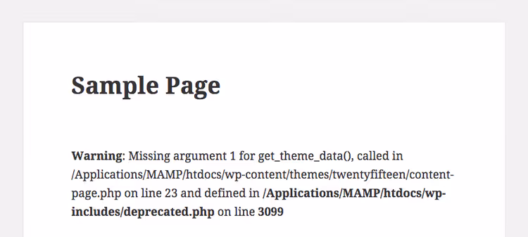 WordPress errors after enabling WP_DEBUG on the site screen
