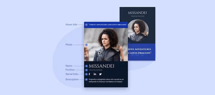 Widget Membro del team nel builder Elementor