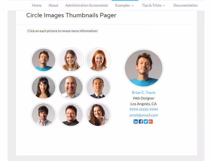 Navigatore a miniature del plugin Team Grid
