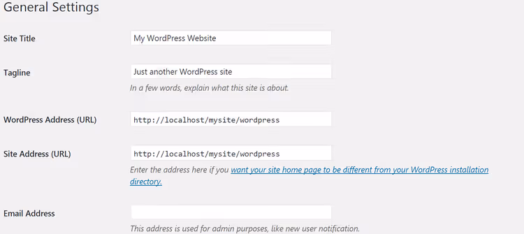 Saidi URL-i seaded WordPressi halduspaneelil