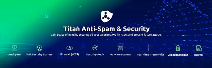 Titan Anti-spam Security pistikprogrammi töölaud WordPressi liideses