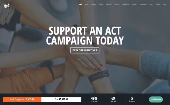 Багатоцільова некомерційна тема Act з чотирма платіжними шлюзами