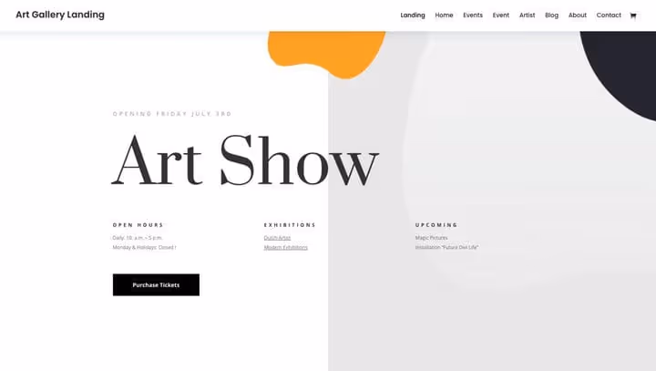 Divi Builder visuell editor for artistportefølje