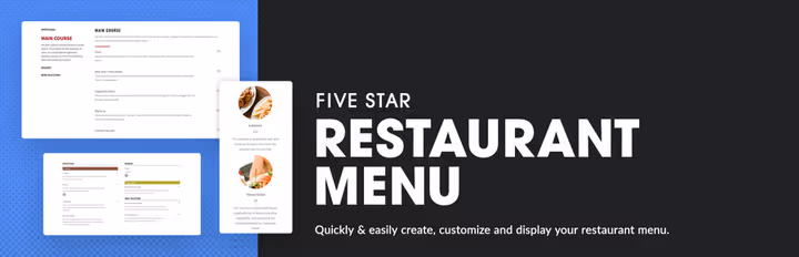 Menu de Comida e Bebida no editor Gutenberg
