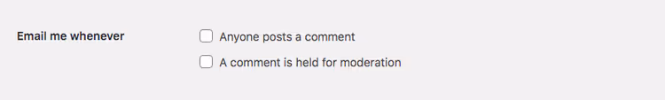 Kommenttien sähköposti-ilmoitusasetukset