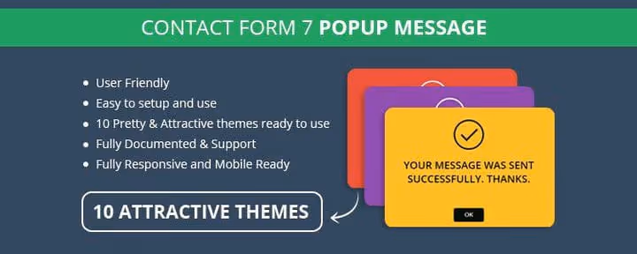 Fenêtre de confirmation contextuelle pour la soumission d'un formulaire Contact Form 7