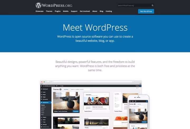 Nedladdningssida för WordPress från wordpress.org