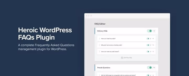 Construtor de FAQ do plugin Heroic FAQs da HeroThemes