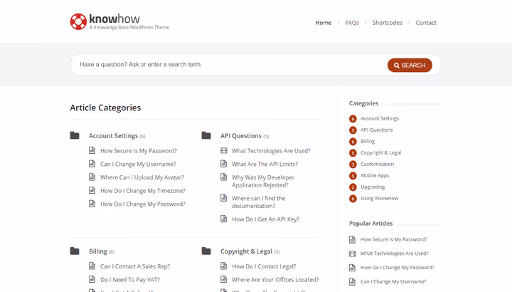 KnowHow, suosittu WordPress-tietopankkiteema live-haulla