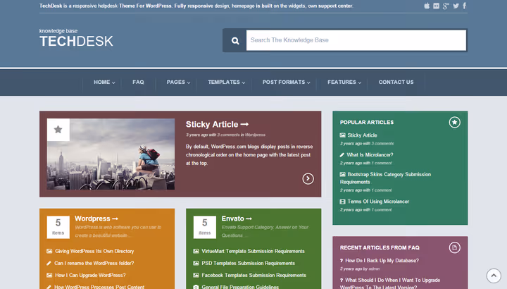 TechDesk, tukiteema live-haulla ja WordPress-UKK