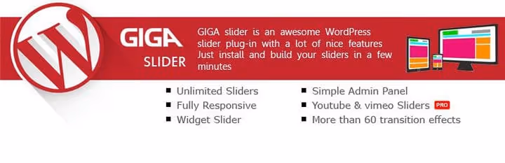 Panel de ajustes de efectos de transición de GIGA Slider
