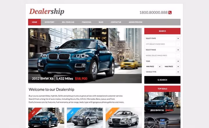 Dealership-Theme-Startseite für Autohäuser