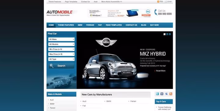 Automobile-Theme-Widget-Panel für Autohandel