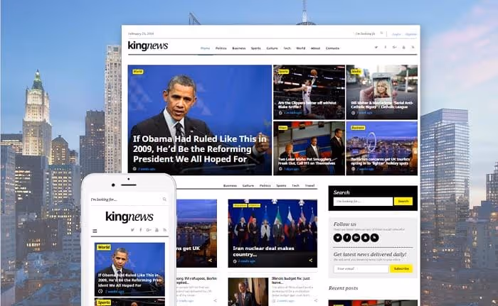 Тема KingNews, сітка віджетів для новинного порталу на WordPress