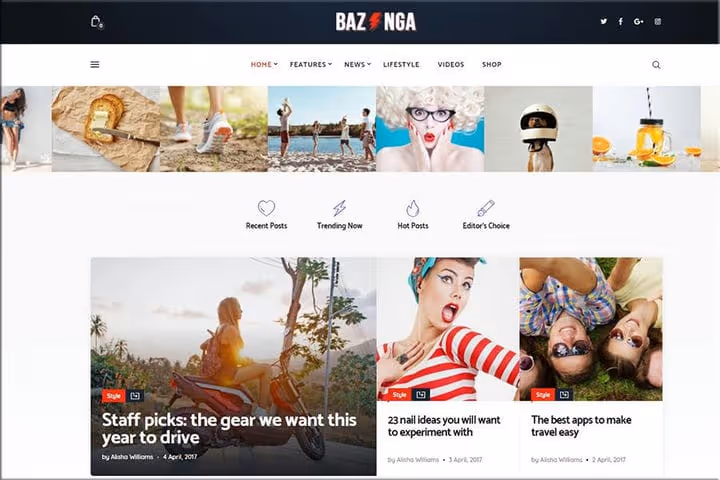 Тема Bazinga, WordPress-шаблон з інтеграцією соцмереж для вірусного новинного сайту