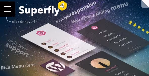 Superfly-Vertikal-Slide-Menü auf dem Desktop mit kaskadierenden Untermenüs