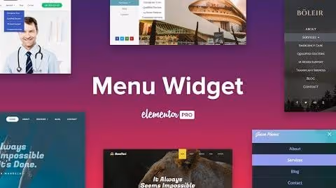 Elementor-Pro-Menü-Widget im visuellen Seiteneditor