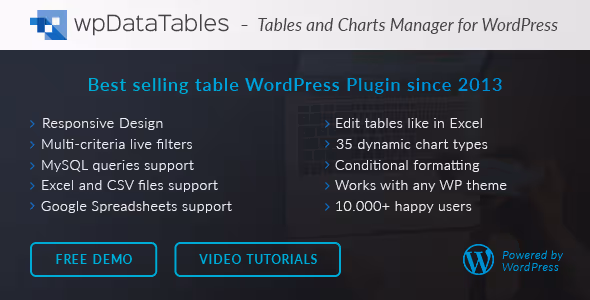 Interfejs wpDataTables z listą tabel