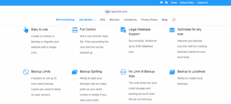 WPvivid Backup Plugin Funktionsübersicht