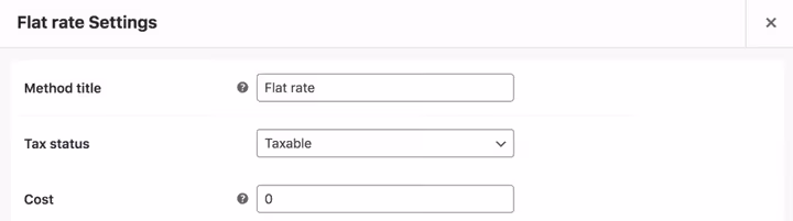 Método de envio de taxa fixa integrado do WooCommerce