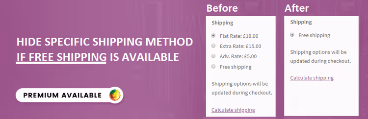 Plugin Hide Shipping Method para ocultação condicional de opções de envio do WooCommerce