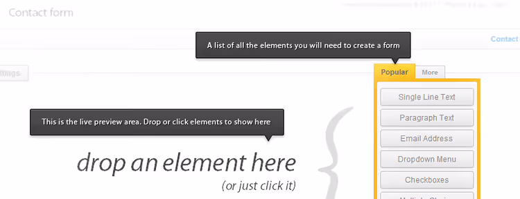 MetaForm-Builder mit Elementor-Widget-Panel und Formularlayout