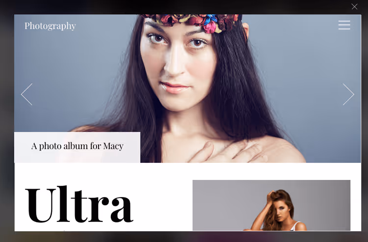 Ultra tema demo av Themify med ulike oppsett og parallakseeffekter