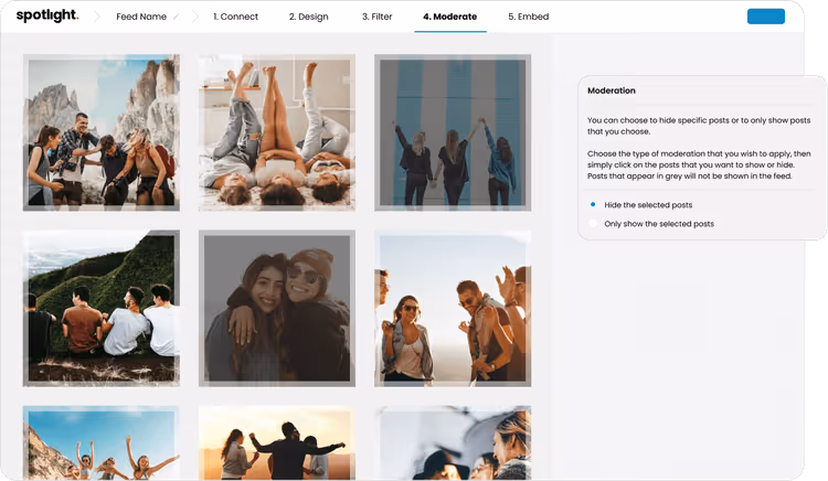Filtrering og moderering av Instagram-innlegg i Spotlight PRO-utvidelsen