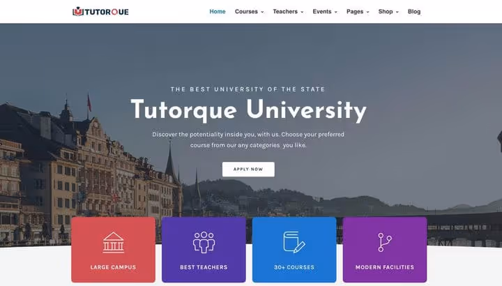 Tema Tutorque para site educativo no Elementor