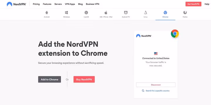 NordVPN dashboard with server map