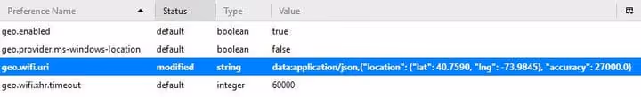 geo.wifi.uri field with JSON coordinate string