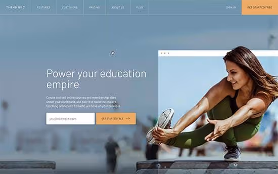 Course page on Thinkific platform