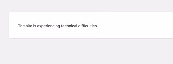 Notifica di difficoltà tecniche sul sito WordPress