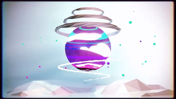 Szene aus PANORAMICAL: eine generative Landschaft reagiert auf Spieleraktionen