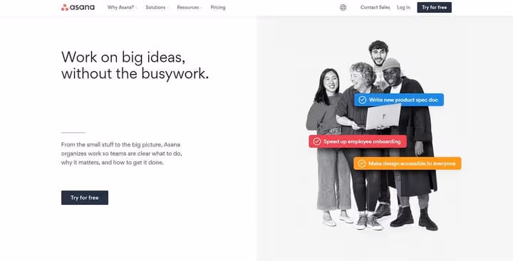 Asana arbetsyta med uppgifter och deadlines