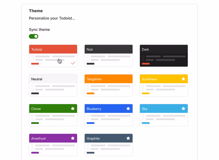 Farbthema in den Todoist-Einstellungen auswählen