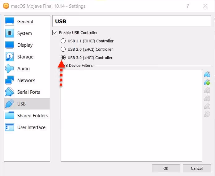 Abilitazione del controller USB 3.0 nelle impostazioni della macchina virtuale